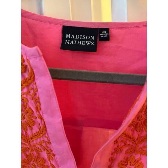 NWOT Madison Mathews embroidered kaftan , XS $189 F43 - Picture 4 of 7